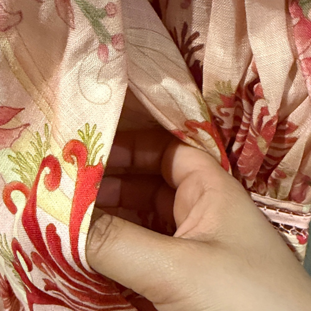 Camilla Shaped Waistband Dress W Gathered Sleeves Blossoms And Brushstrokes NWT - Picture 14 of 16